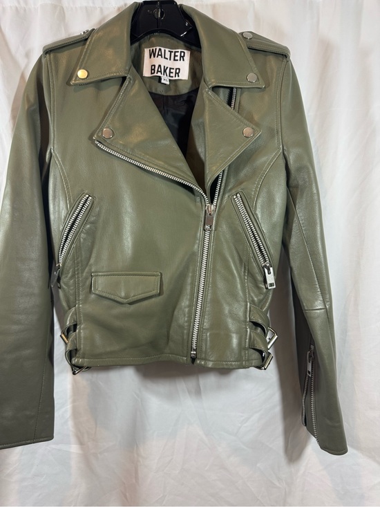 Walter Baker Jackets & Blazers - Walter Baker Olive Green Leather Moto Jacket XS‎